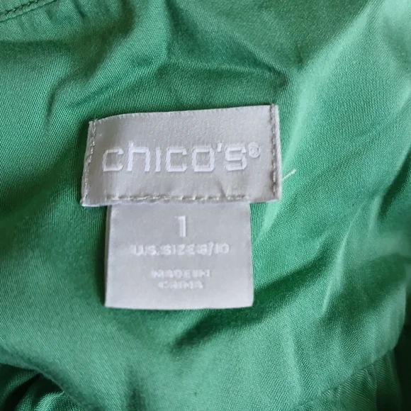 Chico's  Green Maxi Dress Maxi Drop Waist Tiered Sz 8 Casual Boho Peasant Office - Picture 6 of 11